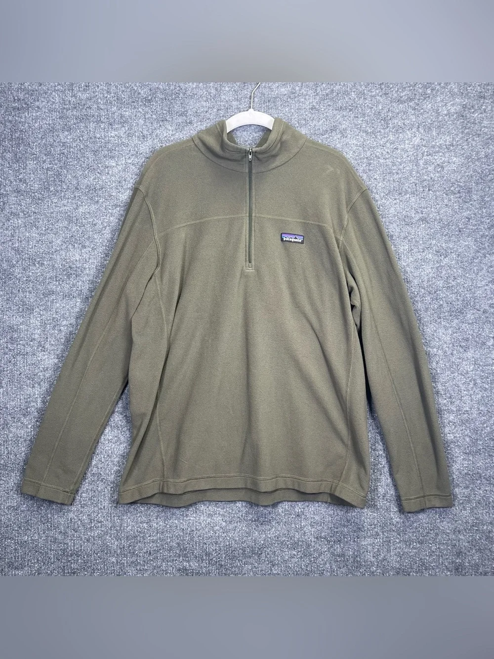 Patagonia Mens Large Fleece Quarter Zip Pullover Sweater Olive Green Gorpcore